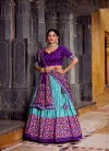 Blue Colour Tussar Silk With Ikkat Print Lehenga With Blouse Dupatta LNB 1246